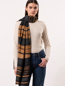 Ripple Fluid Stripe Pattern Wool Silk Scarf Blue