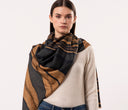 Ripple Fluid Stripe Pattern Wool Silk Scarf Blue