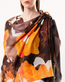 Georgia Floral Print Wool Silk Scarf