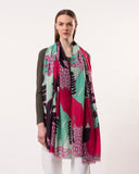 Joie Abstract Floral Print Wool Silk Scarf
