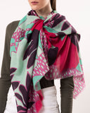 Joie Abstract Floral Print Wool Silk Scarf