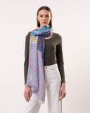 Pixel Micro-check Print Wool Modal Scarf