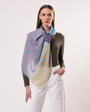 Pixel Micro-check Print Wool Modal Scarf