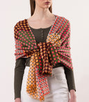 Pixel Micro-check Print Wool Modal Scarf
