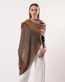 Pixel Micro-check Print Wool Modal Scarf