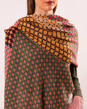 Pixel Micro-check Print Wool Modal Scarf