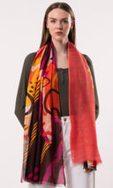 Nova Abstract Artistic Print Wool Modal Scarf Navy