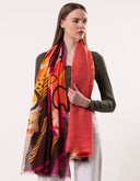 Nova Abstract Artistic Print Wool Modal Scarf Navy