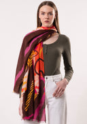 Nova Abstract Artistic Print Wool Modal Scarf Navy