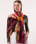 Nova Abstract Artistic Print Wool Modal Scarf Navy