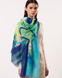 Nova Abstract Artistic Print Wool Modal Scarf Navy
