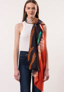 Nova Abstract Artistic Print Wool Modal Scarf Navy
