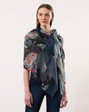 Isla Abstract Foliage Print Wool Modal Scarf
