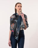 Isla Abstract Foliage Print Wool Modal Scarf