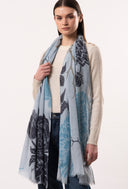 Dahlia Floral Print Pure Merino Wool Scarf