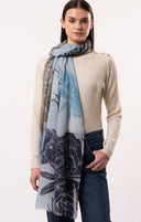 Dahlia Floral Print Pure Merino Wool Scarf