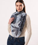 Dahlia Floral Print Pure Merino Wool Scarf