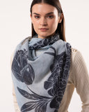 Dahlia Floral Print Pure Merino Wool Scarf