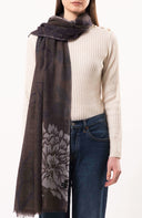 Dahlia Floral Print Pure Merino Wool Scarf
