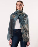 Dahlia Floral Print Pure Merino Wool Scarf