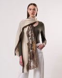Nirvana Toile de Jouy Print Wool Silk Cashmere Blend Scarf