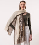 Nirvana Toile de Jouy Print Wool Silk Cashmere Blend Scarf