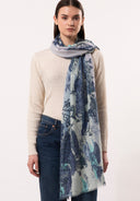 Nirvana Toile de Jouy Print Wool Silk Cashmere Blend Scarf