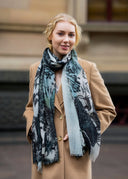 Nirvana Toile de Jouy Print Wool Silk Cashmere Blend Scarf