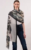 Nirvana Toile de Jouy Print Wool Silk Cashmere Blend Scarf