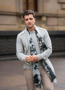 Nirvana Toile de Jouy Print Wool Silk Cashmere Blend Scarf
