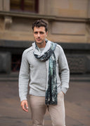 Nirvana Toile de Jouy Print Wool Silk Cashmere Blend Scarf