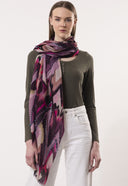Sienna Chevron Design Embroidered Pure Wool Scarf