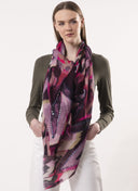 Sienna Chevron Design Embroidered Pure Wool Scarf