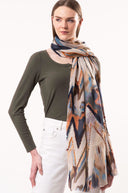 Sienna Chevron Design Embroidered Pure Wool Scarf