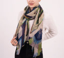 Sienna Chevron Design Embroidered Pure Wool Scarf