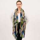 Sienna Chevron Design Embroidered Pure Wool Scarf