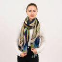 Sienna Chevron Design Embroidered Pure Wool Scarf