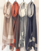 Rumi Colour Blocked Multi-pattern Weave Wool Silk Scarf