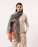 Majestic Peacock Print Pure Merino Wool Scarf