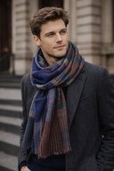 ORBIT Circles and Checks Design Merino Wool Scarf