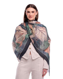 Aura Foliage Print Wool Modal Scarf