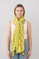Pineapple Stripe Hand Printed Pure Cotton Pom Pom Scarf