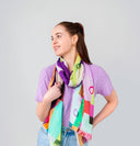 Geometry Abstract Print Cotton Linen Modal Blend Scarf