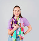 Geometry Abstract Print Cotton Linen Modal Blend Scarf