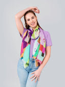 Geometry Abstract Print Cotton Linen Modal Blend Scarf