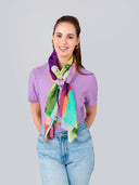 Geometry Abstract Print Cotton Linen Modal Blend Scarf