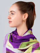 Geometry Abstract Print Cotton Linen Modal Blend Scarf
