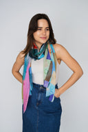 Geometry Abstract Print Cotton Linen Modal Blend Scarf
