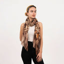 Vera Printed Modal Linen Scarf Mocha