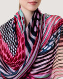 Nora Abstract Stripes Print Pure Silk Scarf